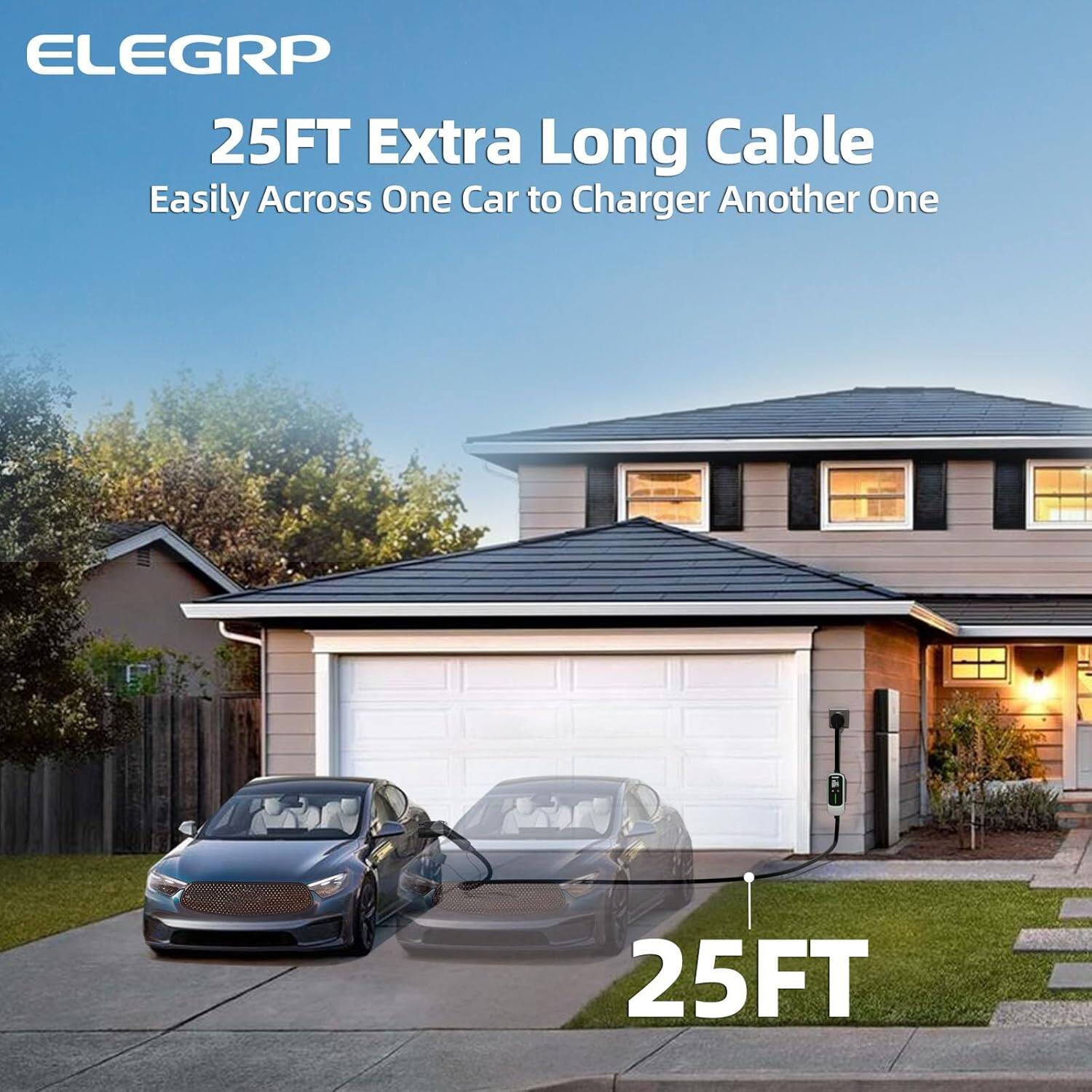 ELEGRP 25FT Extra Long Cable: Easily Charge One Car from Another One