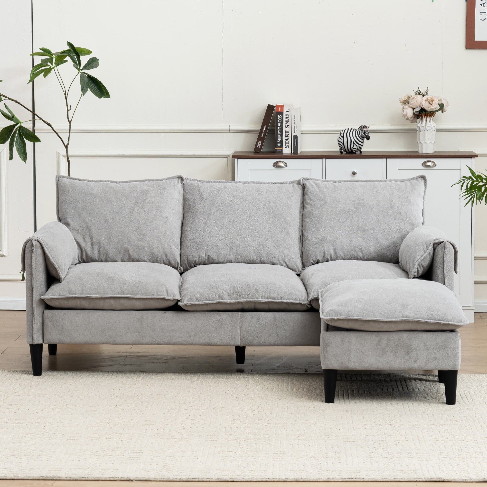 GOODSILO - Convertible L-Shaped Combination Sofa with Storage Footstools for Living Room, Bedroom, or Office Spaces - Grayish