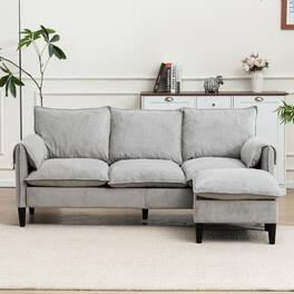GOODSILO - Convertible L-Shaped Combination Sofa with Storage Footstools for Living Room, Bedroom, or Office Spaces - Grayish