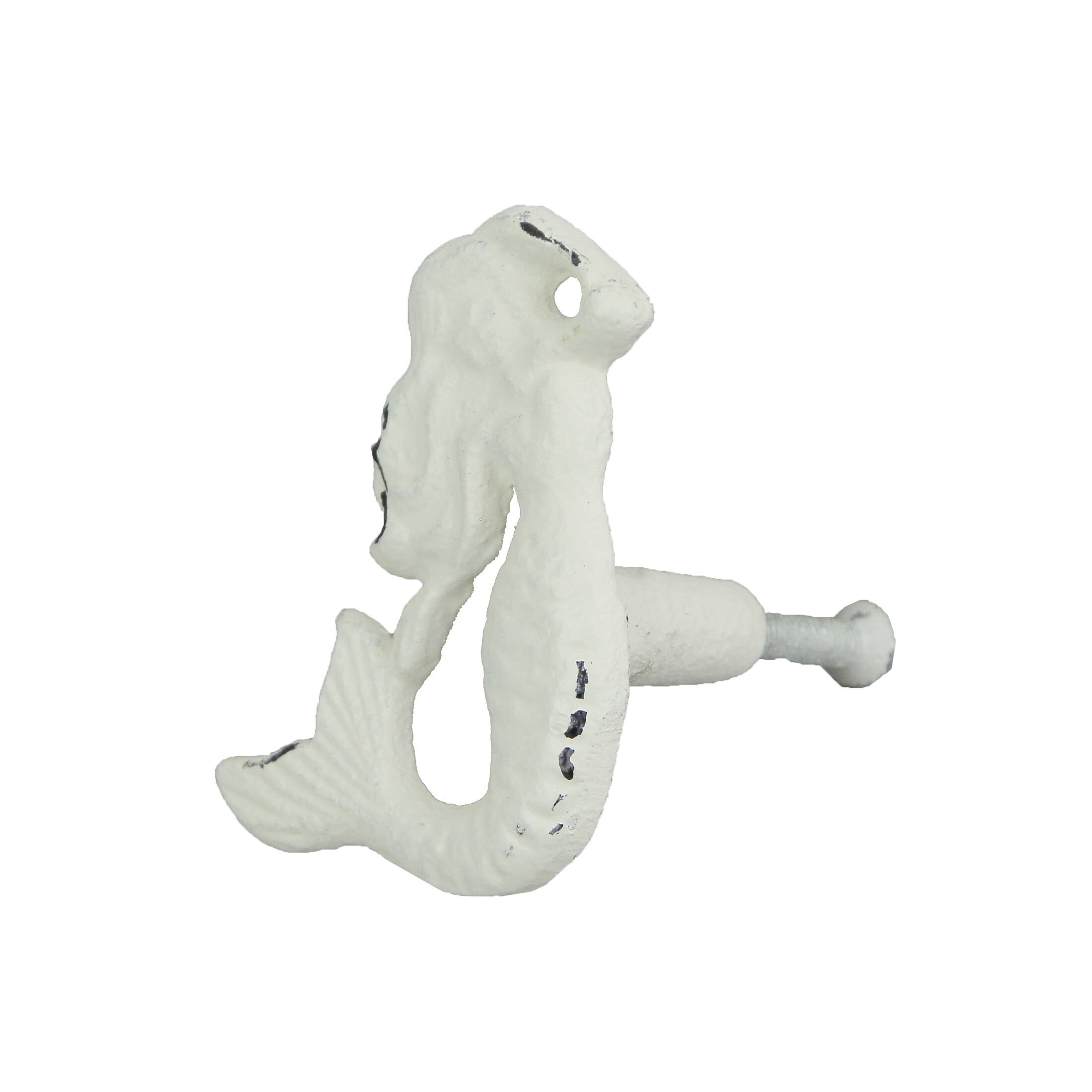 Alt View 8. Zeckos - Set of 6 White Painted Cast Iron Mermaid Drawer Pull Rustic Furniture Decor Knob - White.
