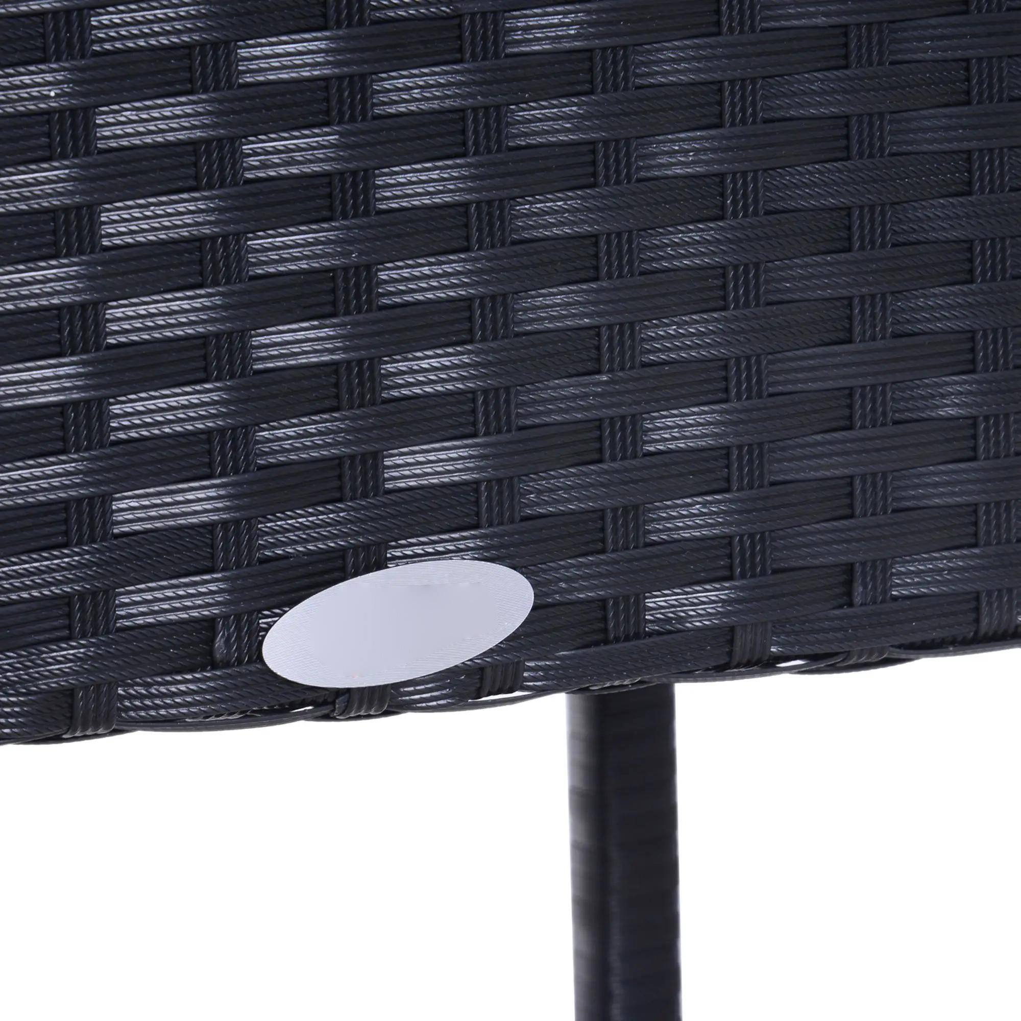 Alt View 5. Spaco - Spaco 3pcs Rattan Bar Set with Glass Top Table, 2 Bar Stools for Outdoor - Black.