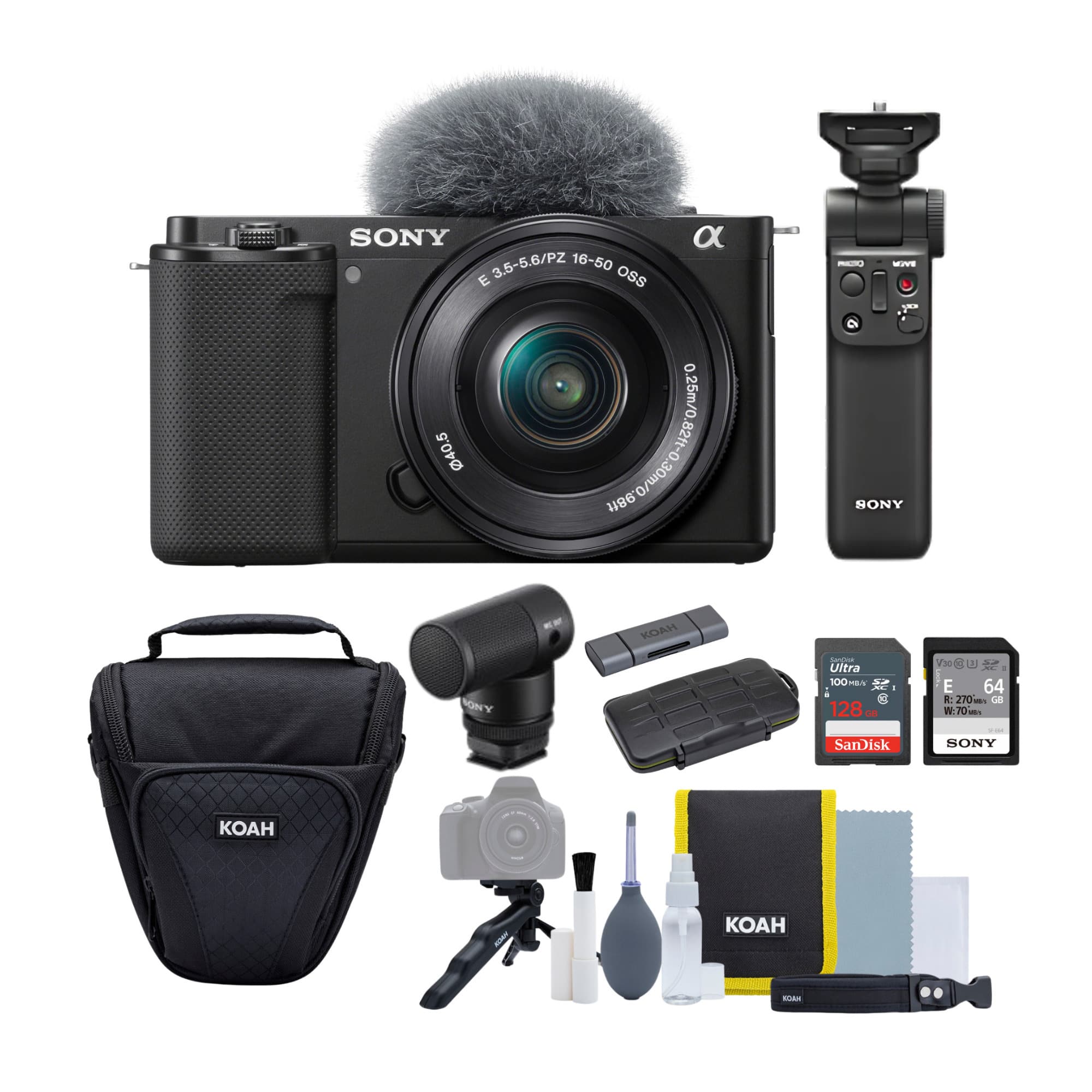 Sony Alpha ZV E10 Mirrorless Vlog Camera with Vlogger Kit, Case