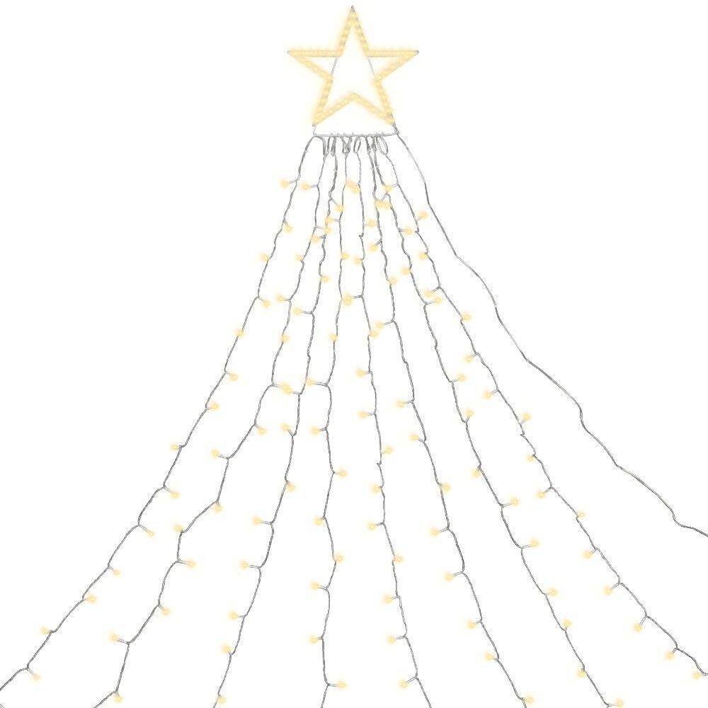 Back. MOVSSOU - Christmas Lights Outdoor Star Waterfall Tree Lights 10ft 344ct - Yellow.