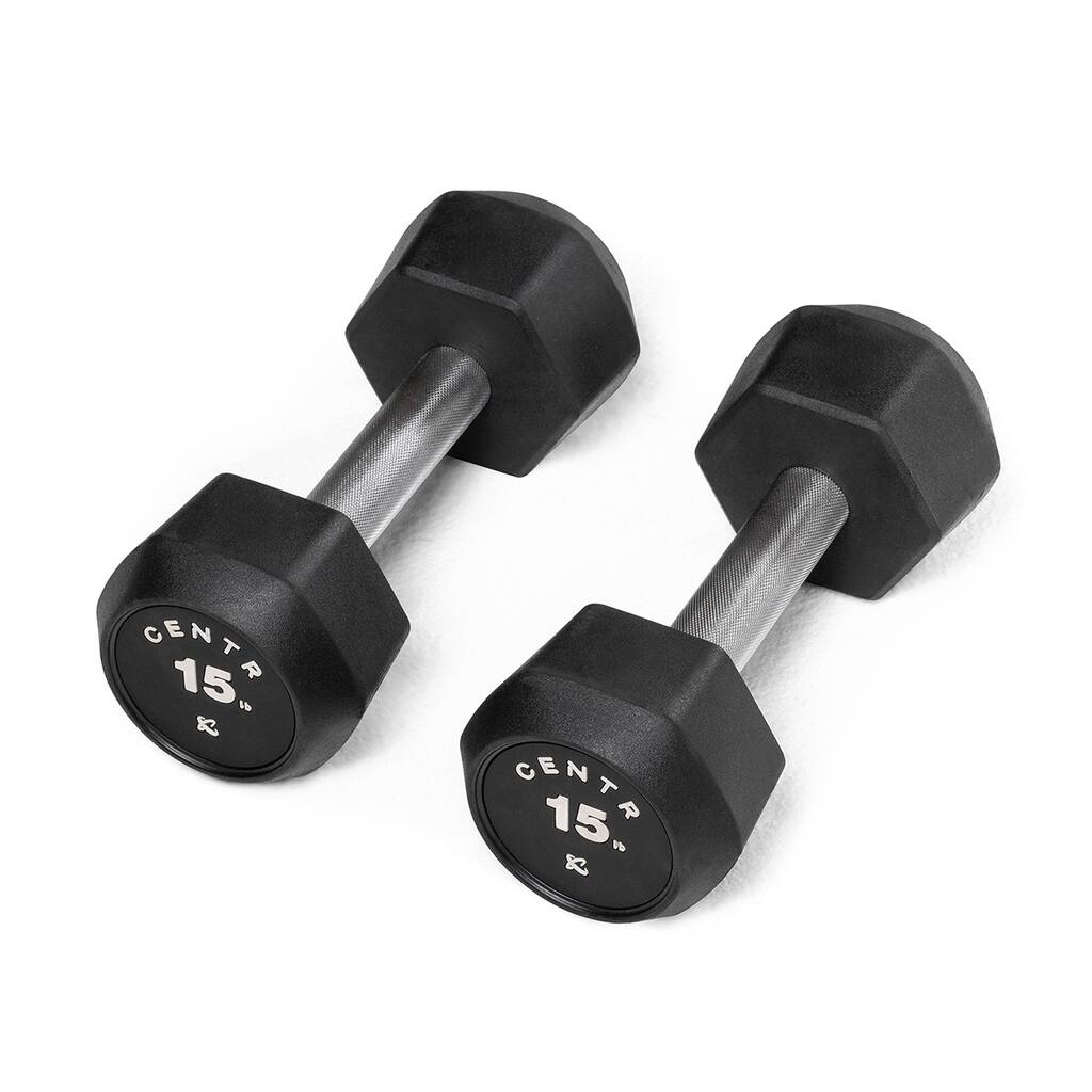 15lb Rubber Dumbbell Centr Star - Black