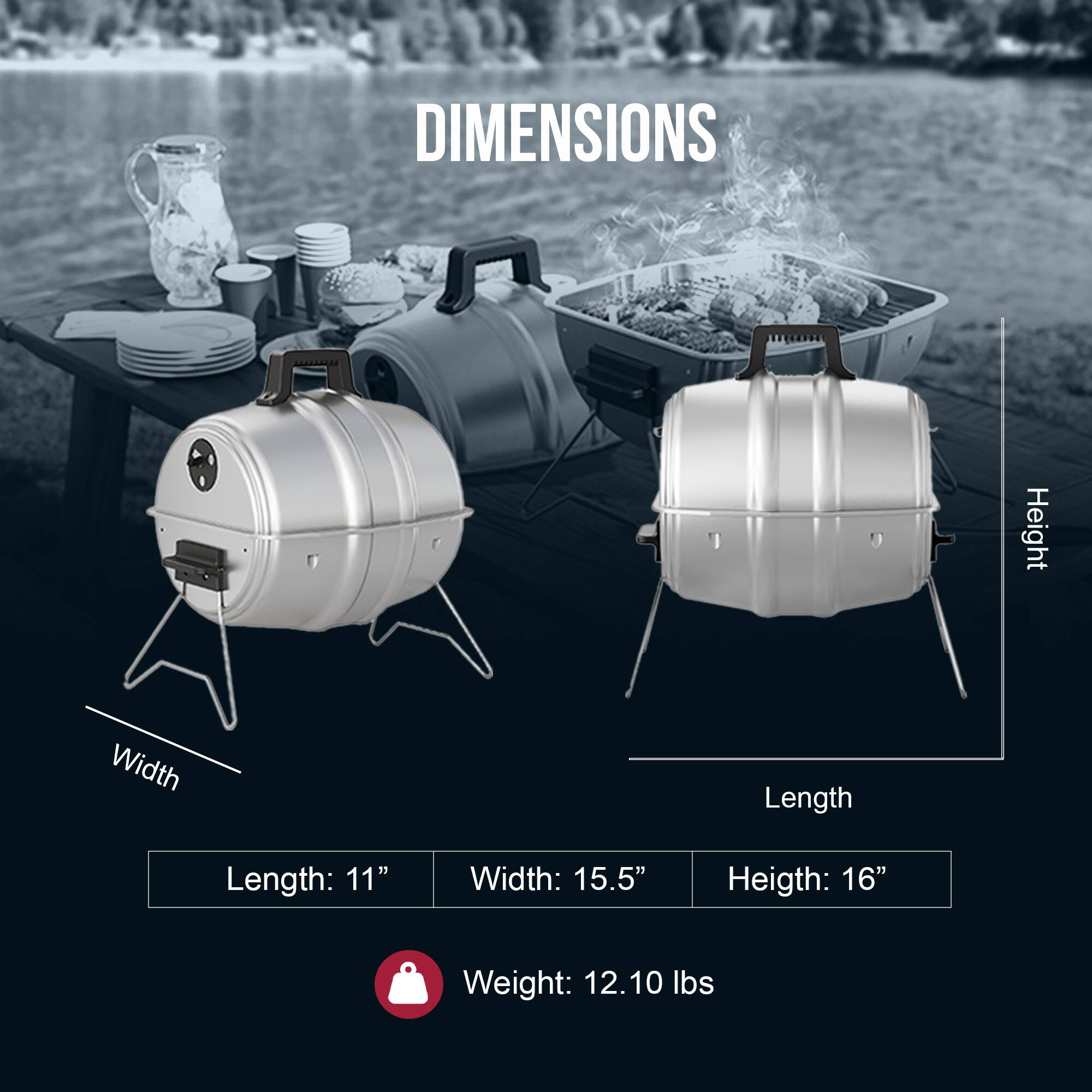 DIMENSIONS  
Height: 16"  
Width: 15.5"  
Length: 11"  
Weight: 12.10 lbs