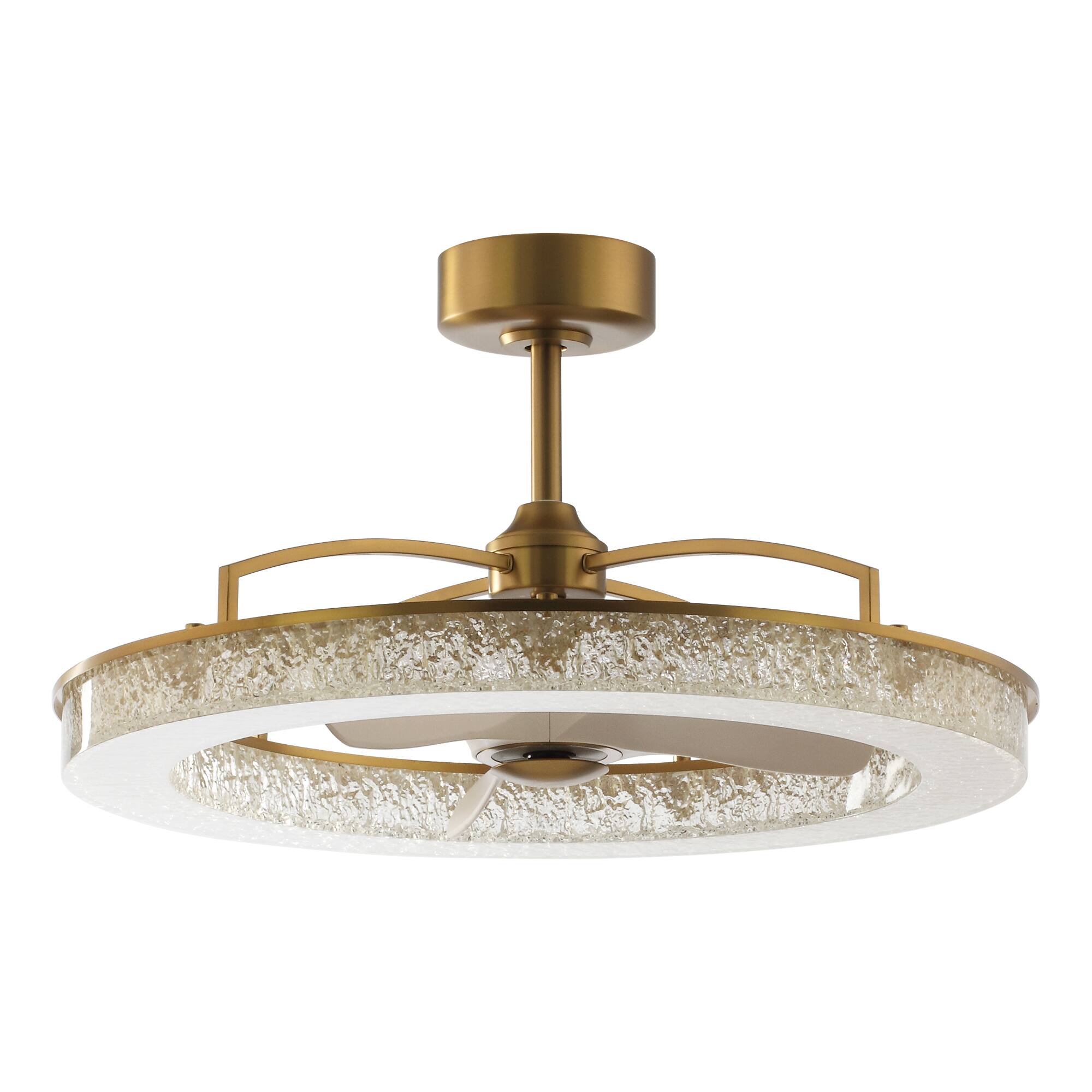 Alt View 7. Perimost - 33" Modern Gold Resin Ceiling Fan Chandelier with Remote and DC Reversible Motor - Gold.