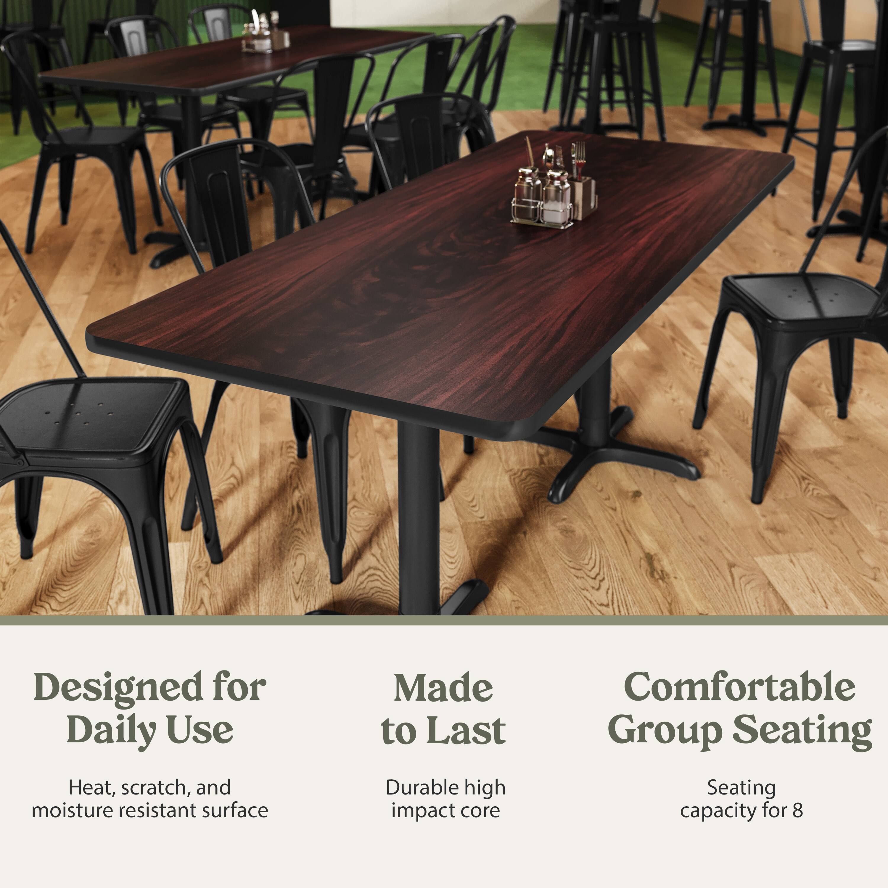 Designed for Daily Use  
Heat, scratch, and moisture resistant surface

Made to Last  
Durable high impact core

Comfortable Group Seating  
Seating capacity for 8
