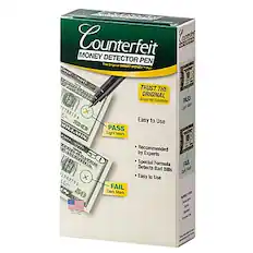 Counterfeit Money Detector Pen
The Original SMART MONEY
Trust the Original
Accrpt N PASS
Easy to Use
Recommended by Experts
Special Formula
Detects Bad Bills
Easy to Use
PASS
Light Mark
FAIL
Dark Mark
Lot 778819
CH 1989790