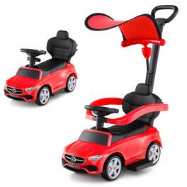 Costway - Kids Ride on Push Car Mercedes-Benz Licensed 3-in-1 Sliding Car - Red