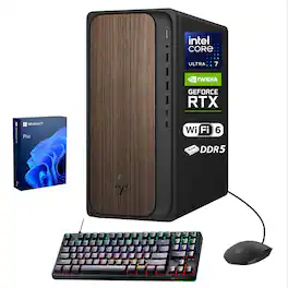 HP - OmniDesk Gaming DT - Intel Core Ultra 7 265 - NVIDIA GeForce RTX 5060 - 64GB RAM - 4TB SSD - Thunderobot RGB Keyboard - Black