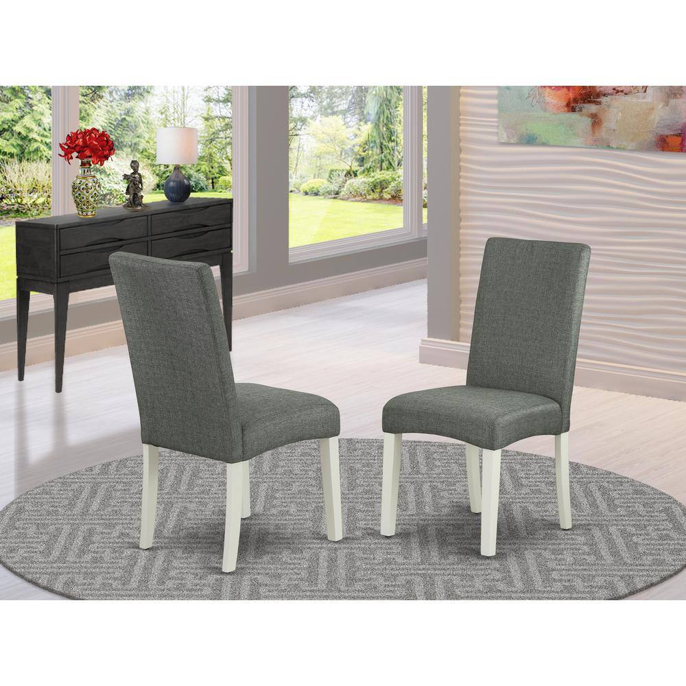 Angle. East West Furniture - Dining Chair Linen White - Brown.