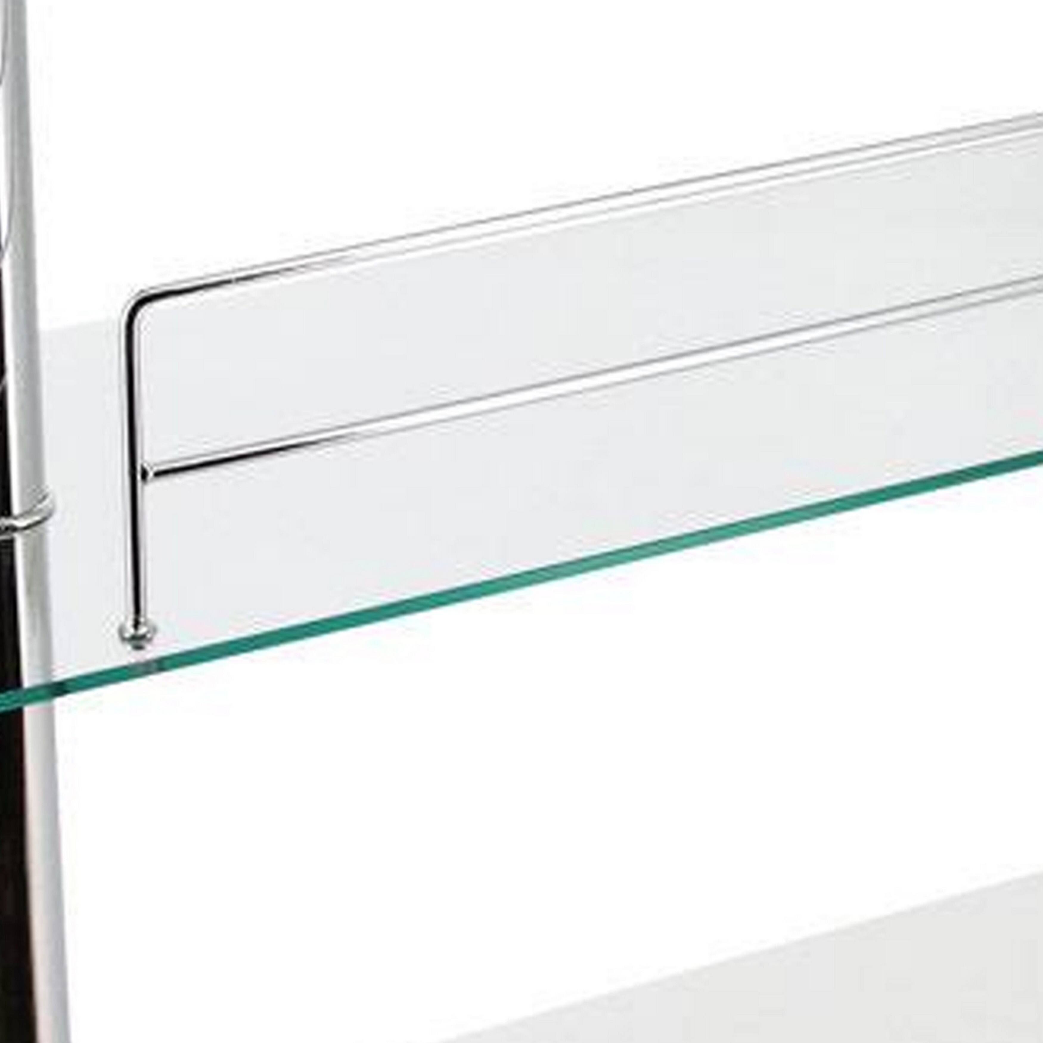 Alt View 2. Manhattan Lane - Zaina 42 Inch Modern Bar Table, 3 Shelves, Tempered Glass, White, Chrome - White, Chrome.