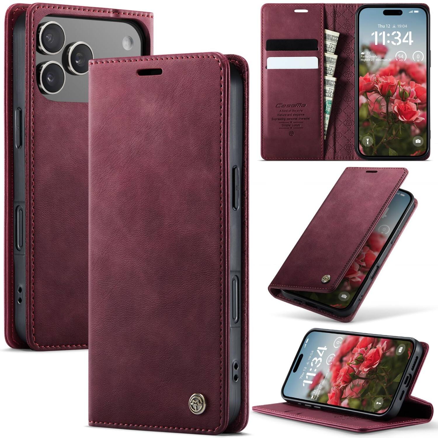 UUCOVER - For Apple iPhone 17 Pro Max Folio Wallet Case with RFID Blocking Card Cash Holder, Magnetic Closure Flip Kickstand Cover - Red price history on PriceWatchPro