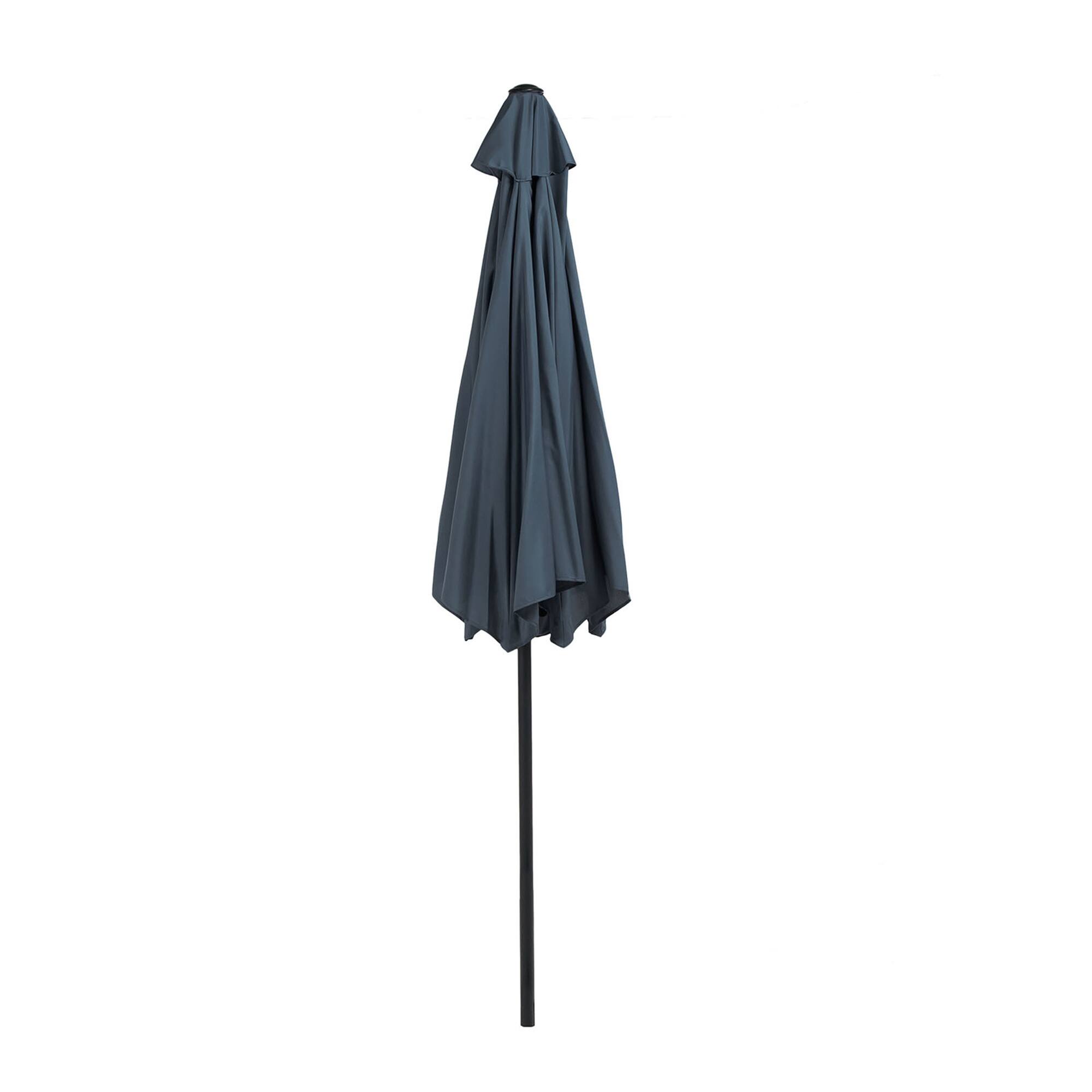 Left. Vaczon - 9' Outdoor Patio Umbrella with Crank Lift and 30° Tilt, UV50+ Market Umbrella with Steel Frame and Polyester - Dark blue-gray.