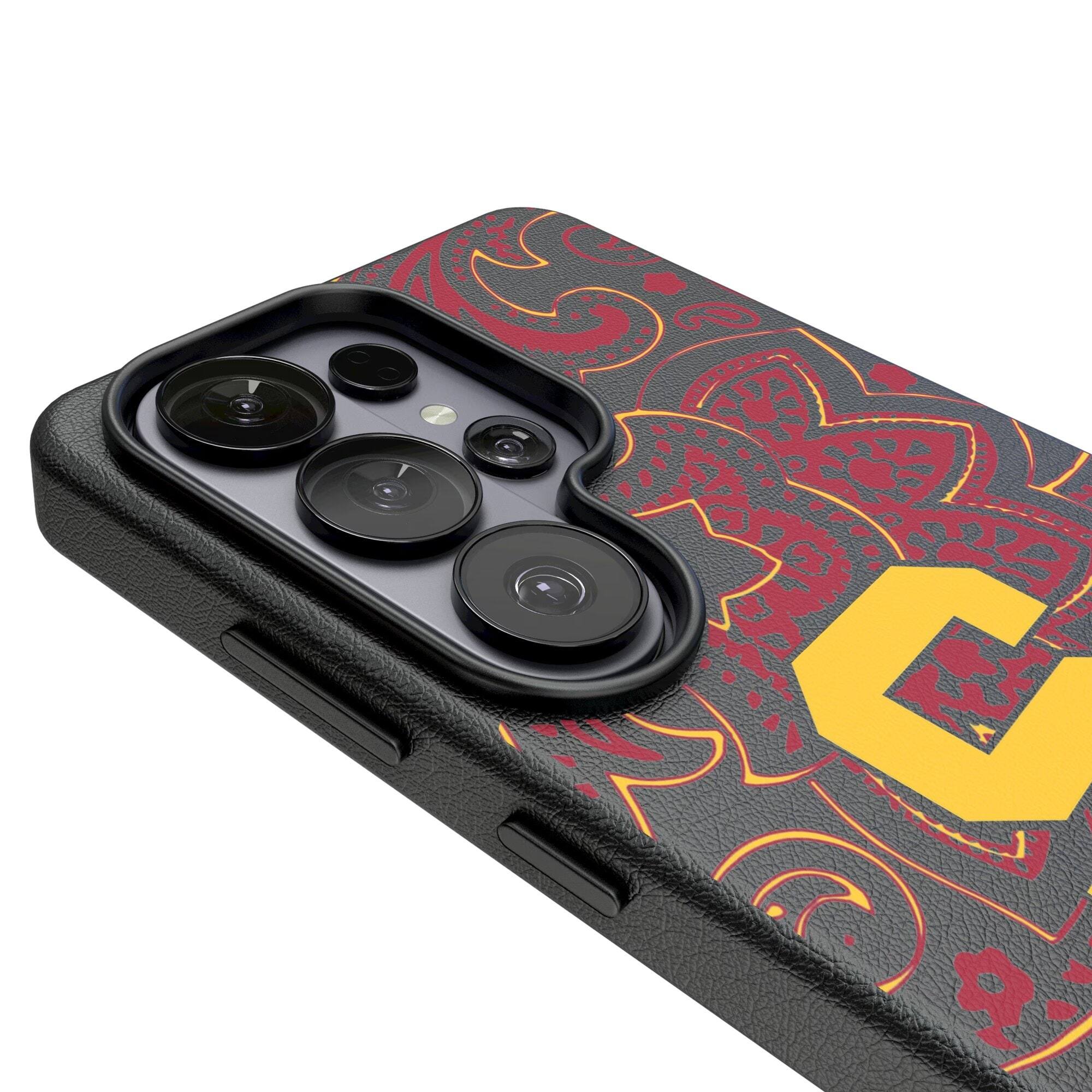Alt View 2. Keyscaper - USC Trojans Paisley Galaxy Magnetic Bump Case - S25 Ultra - Black.