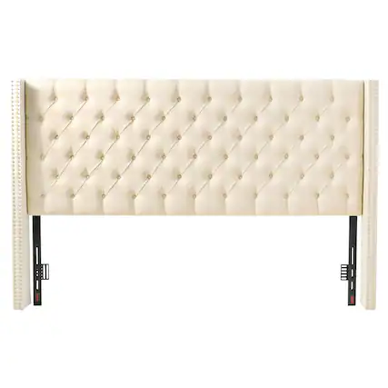 Front. VEVOR - Headboard, King Size Headboard with Adjustable Height, Comfortable Diamond Tufted for King Size Bed - Cream color.