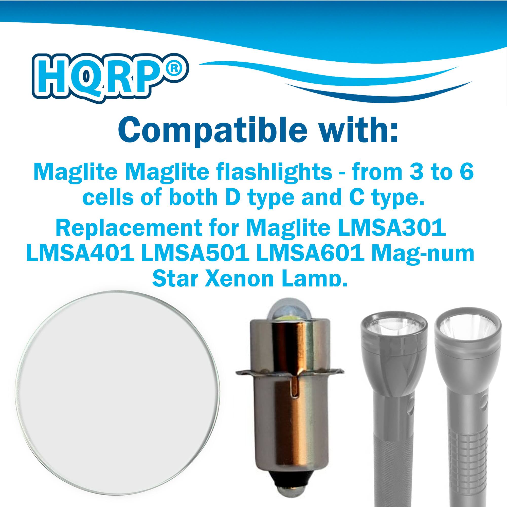HQRP Compatible with: Maglite Maglite flashlights - from 3 to 6 cells of both D type and C type. Replacement for Maglite LMSA301 LMSA401 LMSA501 LMSA601 Mag-num Star Xenon Lamp.