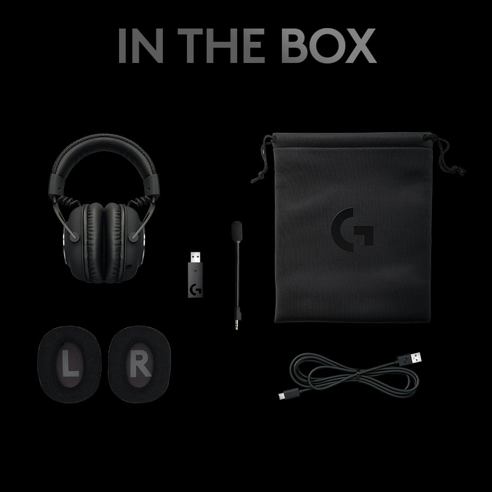 In the box, there is a G headset, a L headset, and a R headset.
