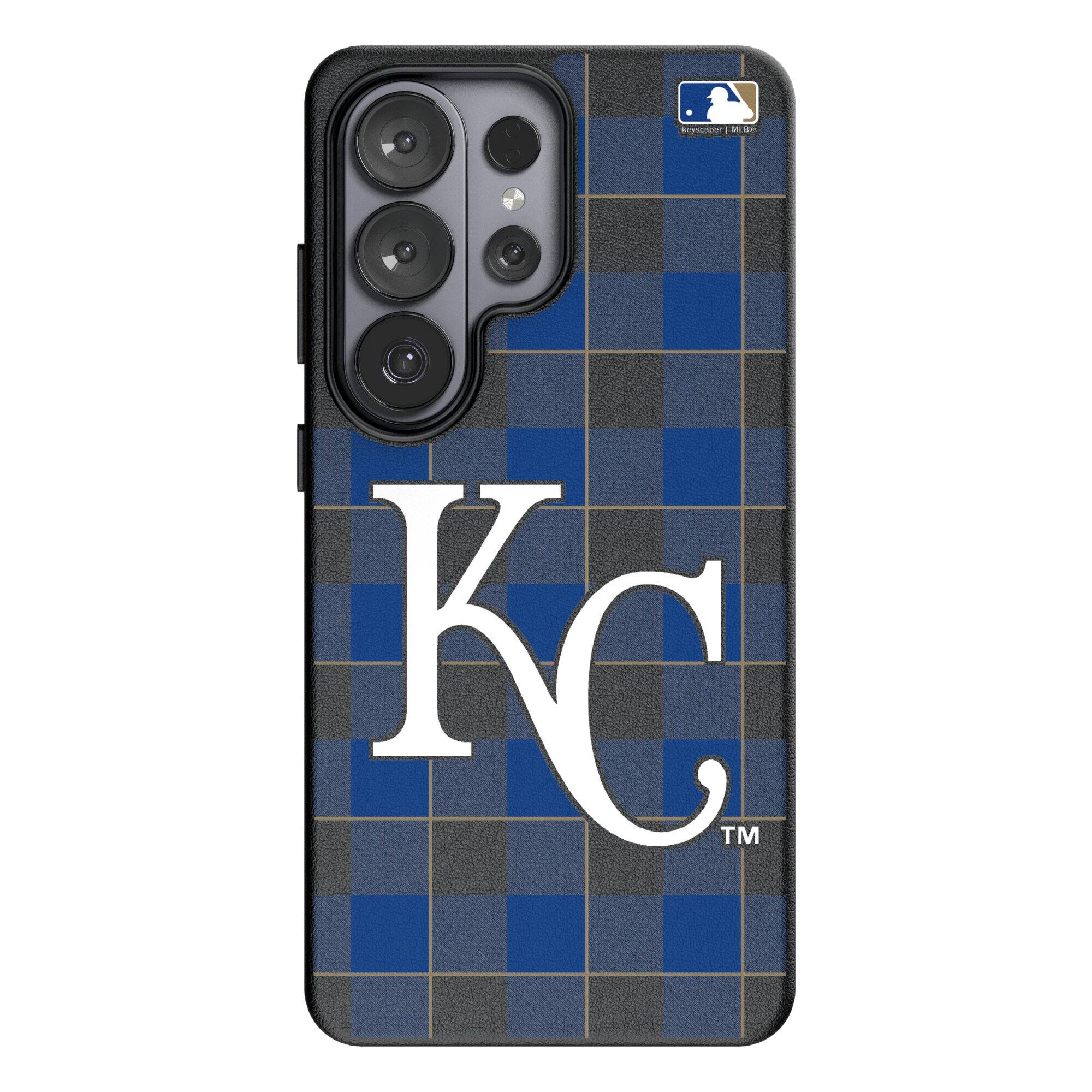 Front. Keyscaper - Kansas City Royals Plaid Galaxy Magnetic Bump Case - S24 Plus - Black.