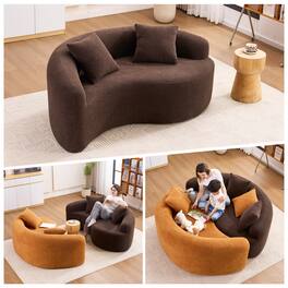 GOODSILO - S-Curved Sectional Sofa with Dual-Depth Seating, Luxurious Chenille Upholstery, and Space-Saving Design - Brown