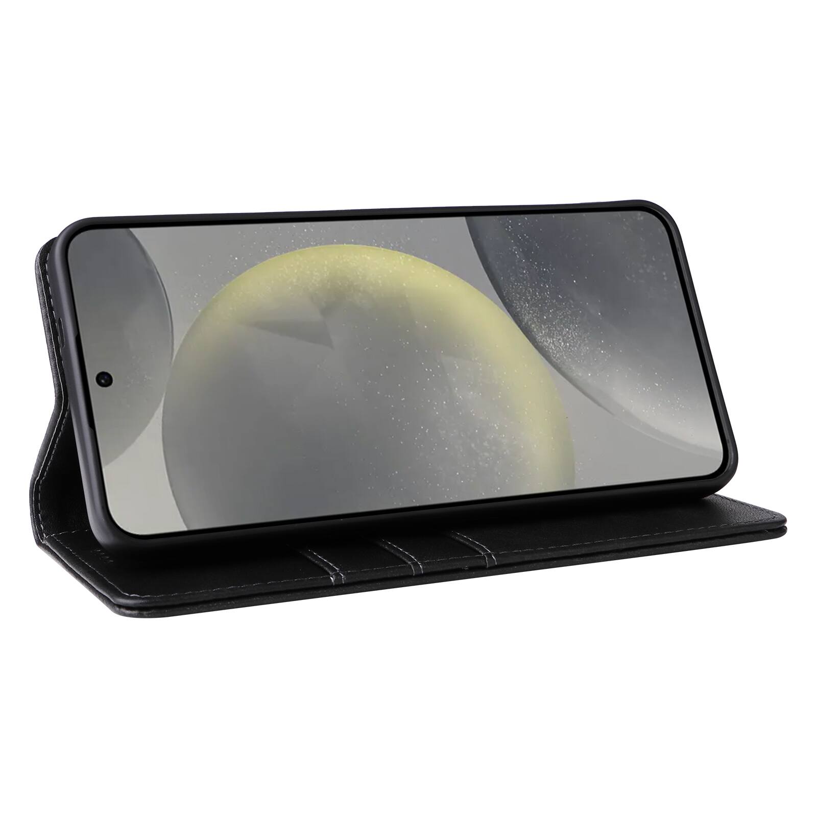 Alt View 1. Dteck - Folio Case for Samsung Galaxy S25,Wallet Case with Card Holder for Women Men,Shockproof PU Leather Flip Kickstand Cover - Black.