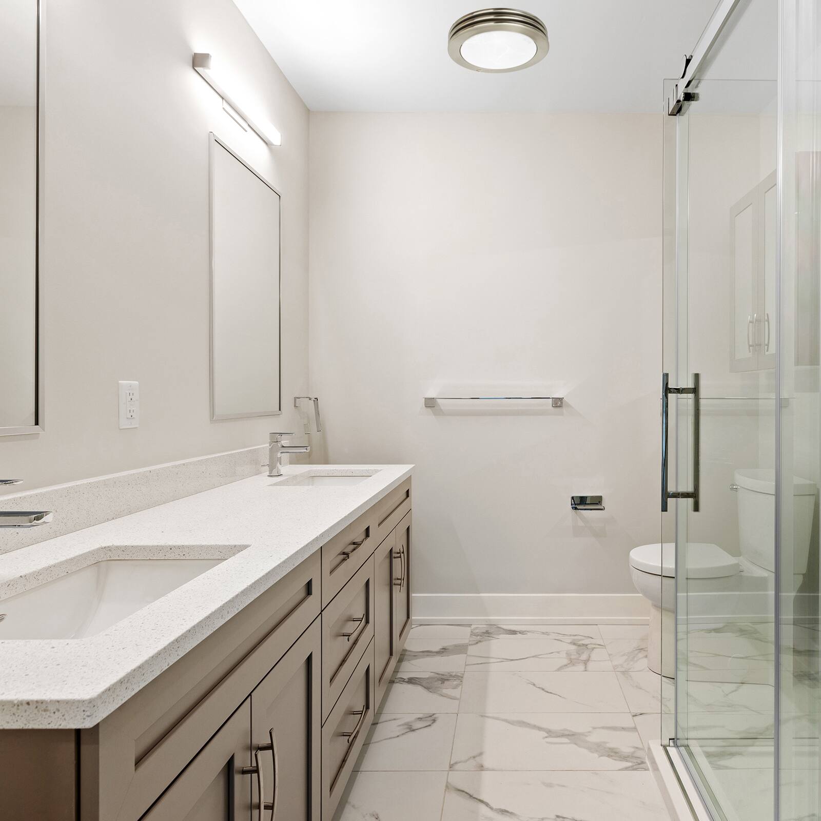 Alt View 4. Akicon - Decorative Brushed Nickel 80 CFM Ceiling Bathroom Exhaust Fan with LED Light - Brushed Nickel.