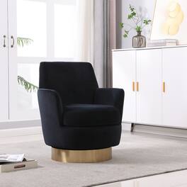 Trinkets Crazed - Swivel Barrel Chair,Modern Comfy Velvet Upholstered Round Swivel Accent Chairst,360 Degree Single Sofa Chair Armchair - Black