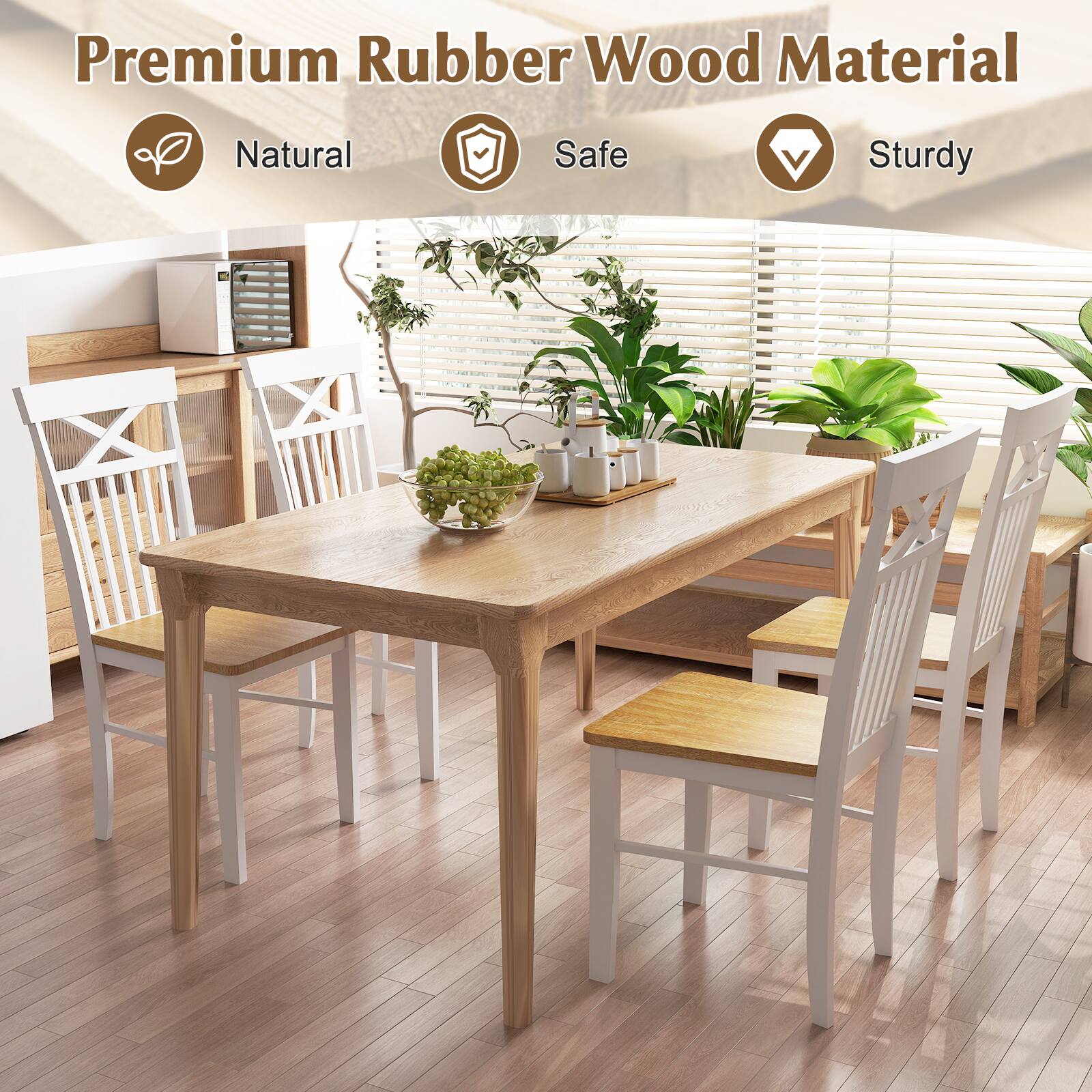 Premium Rubber Wood Material

- Natural
- Safe
- Sturdy