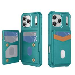 Dteck - Wallet Case for Apple iPhone 17 Pro Max, RFID Blocking Shockproof PU Leather Kickstand Cover with 6 Card Slots - Green
