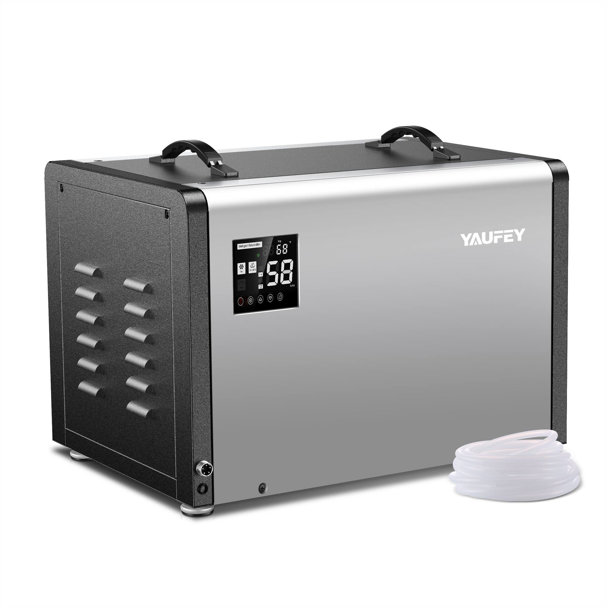 Angle. Yaufey - Yaufey Commercial Crawl Space 158 Pints Heavy Duty Dehumidifier for Basements, Auto Defrost, Continuous Drainage Hose - Iron.