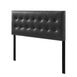 FurniFact - Upholstered Vinyl King Headboard with Durable Frame and Elegant Design - Black