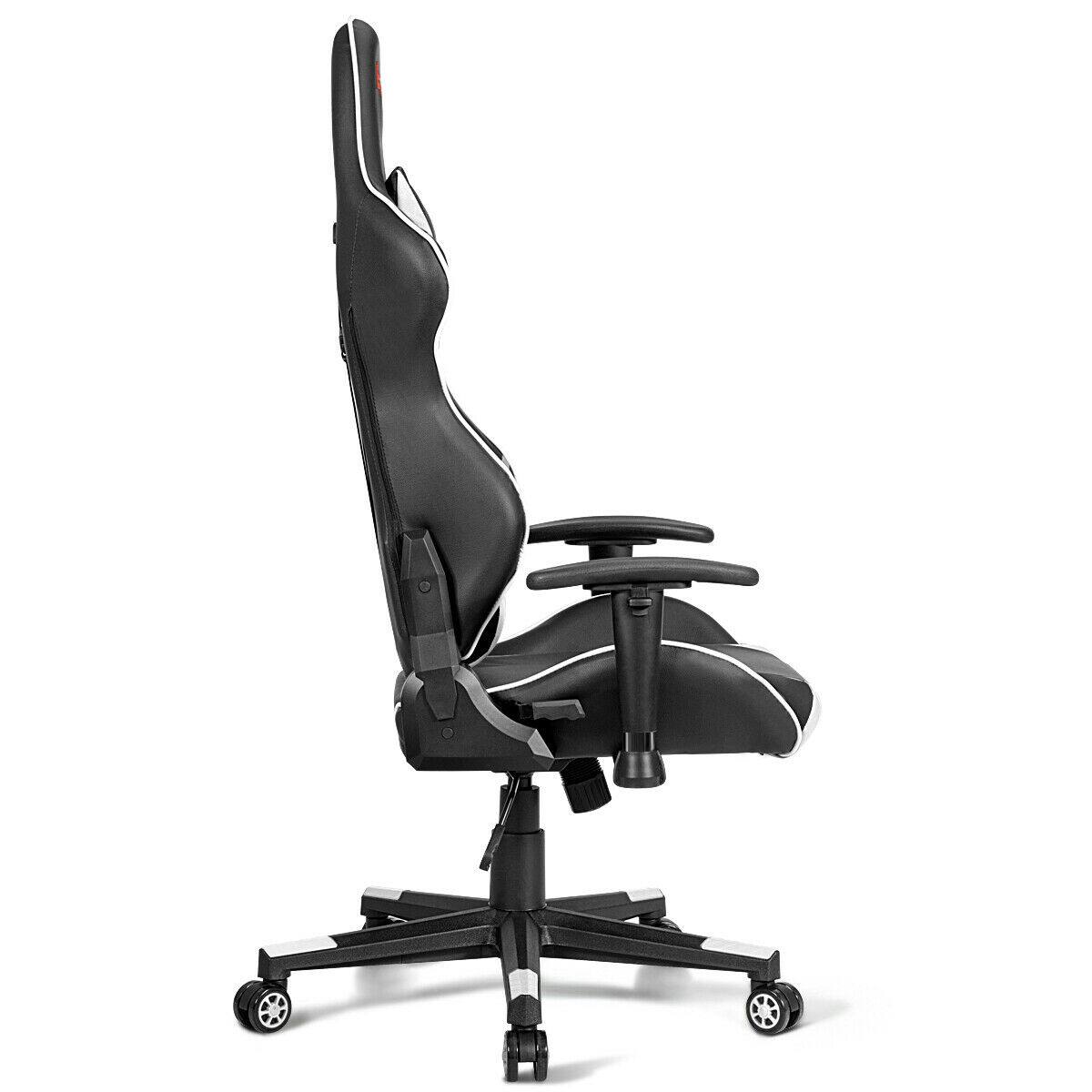 Left. WELLFOR - Lumbar Support Massage Gaming Reclining Racing Chair - White.