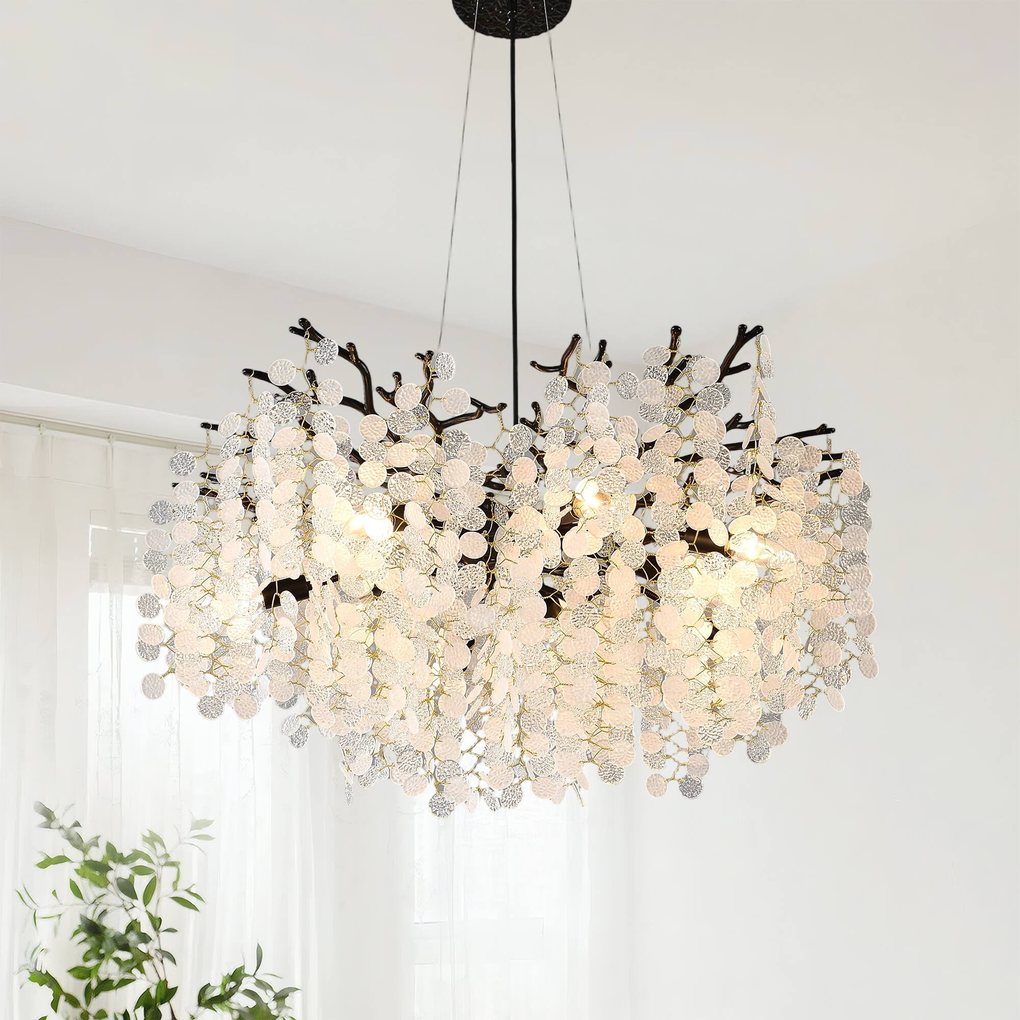 RYHNUYNE - 10-Light Black Chandelier Adjustable Dimmable Ceiling Light for Dining Room Foyer Kitchen Island Farmhouse Modern Decor