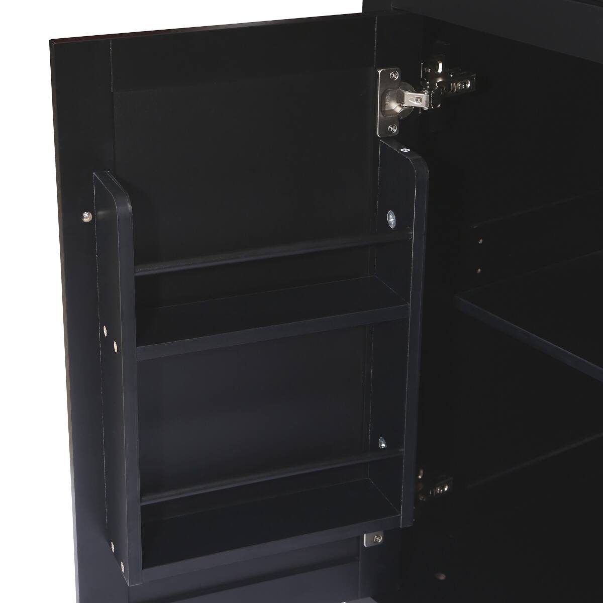 Back. Loheer - Loheer Black Kitchen Island with Drop Leaf and 3 Drawers - Black.