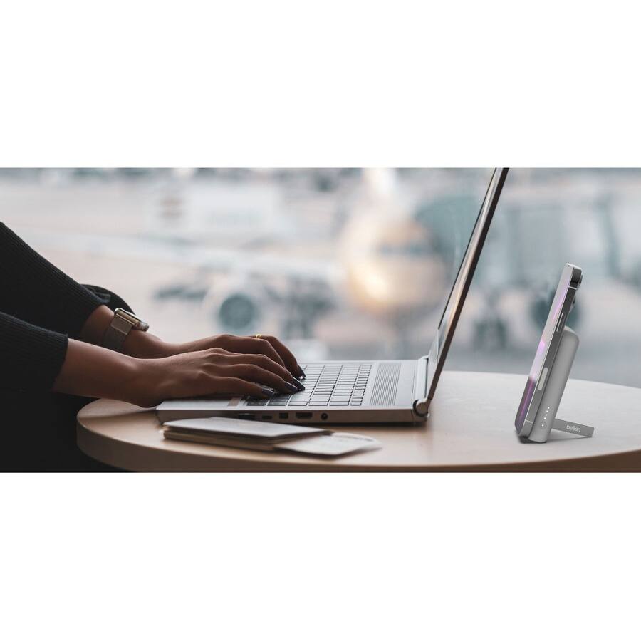 Alt View 2. Belkin - Belkin BoostCharge Magnetic Wireless Power Bank 5K + Stand - For iPhone 13 Pro, iPhone 12 - 5000 mAh - White.