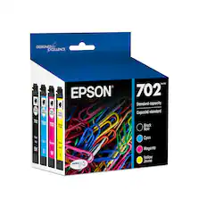 Designed for Excellence EPSON 702 Standard-capacity Cartridges: Black (BK), Cyan (C), Magenta (M), Yellow (Y).