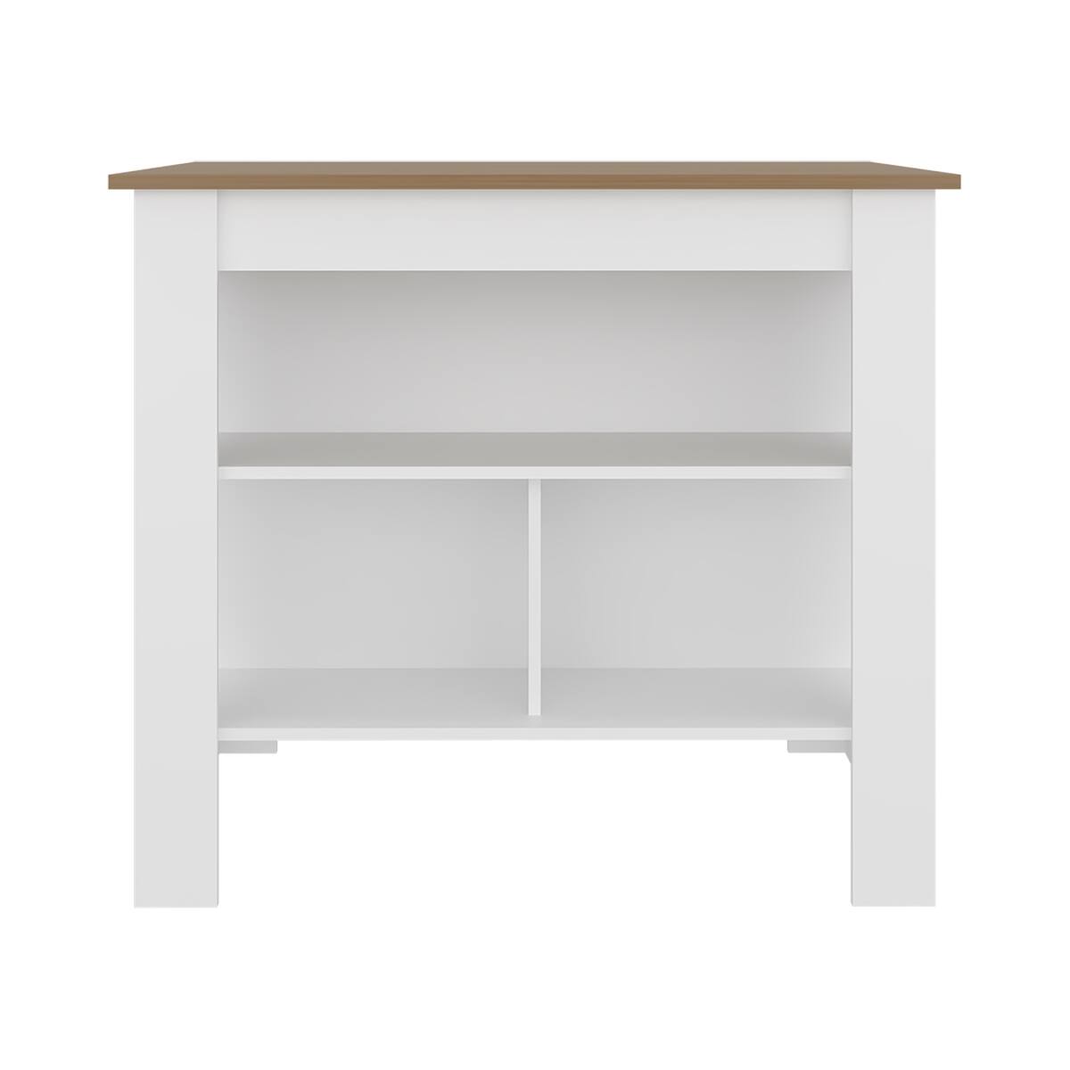 Left. Loheer - Loheer White and Natural Oak Kitchen Island with Storage Cabinet - White and Natural Oak.