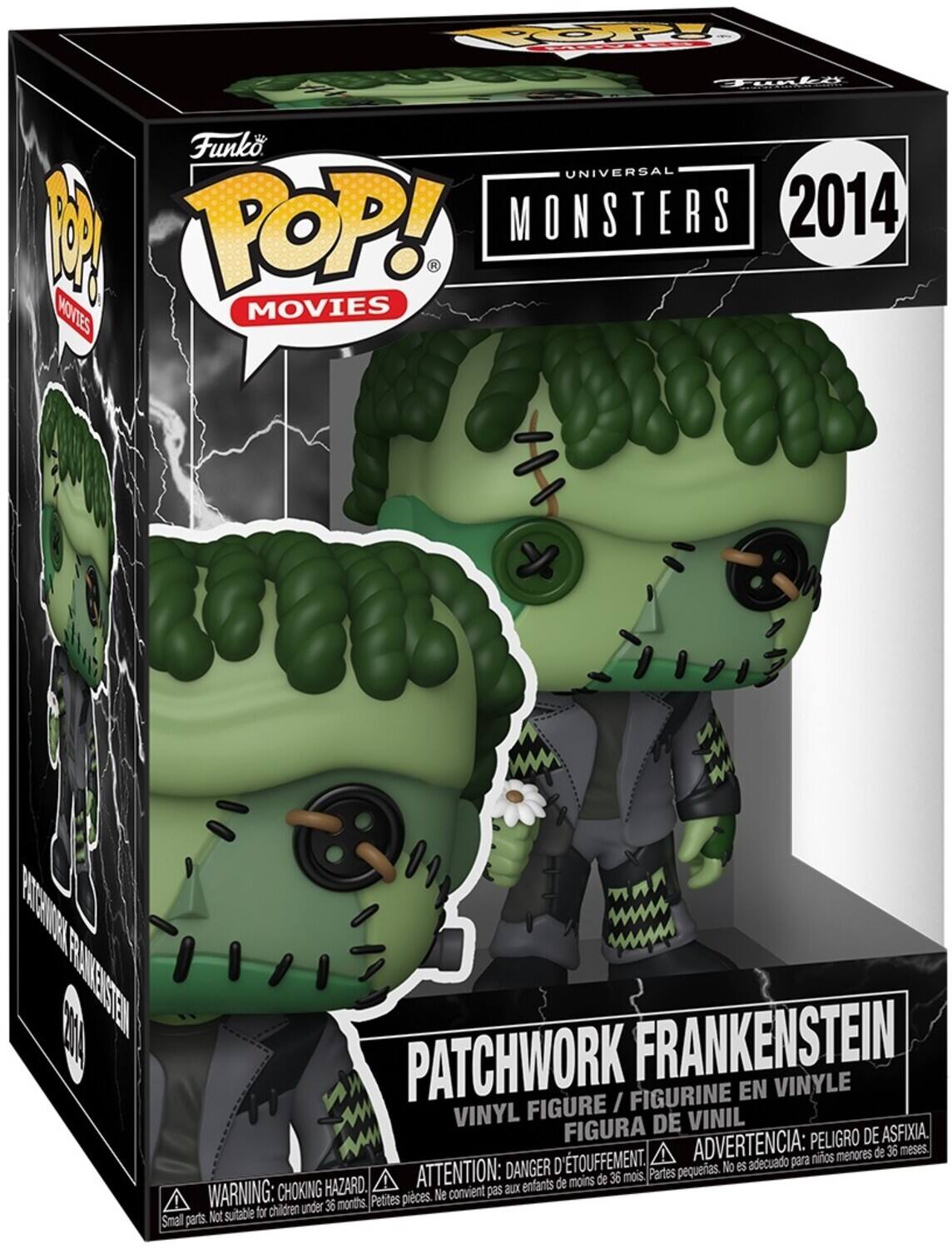 Funko POP! MOVIES  
UNIVERSAL MONSTERS 2014  
PATCHWORK FRANKENSTEIN  
VINYL FIGURE / FIGURINE EN VINYLE / FIGURA DE VINIL  

WARNING: CHOKING HAZARD.  
ATTENTION: DANGER D'ÉTOUFFEMENT.  
ADVERTENCIA: PEORIGO DE ASFIXIA.  
PELIGRO DE ASFIXIA.  
D'TOUFFEMENT.  
ADVERTENCIA: para niños menores de 36 meses  
DANGER: petits enfants de moins de 36 mois  
Petites pièces.  
Not suitable for children under 36 months.