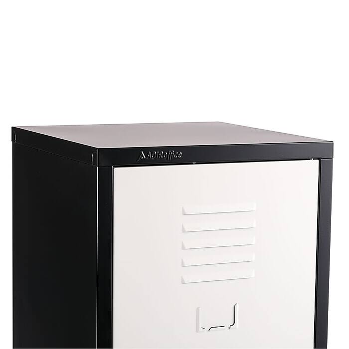 Alt View 2. AdirOffice - Storage Locker 629-Series 48" H 1-Tier Steel Locker with Digital Lock - Black Bidy/White Doors.