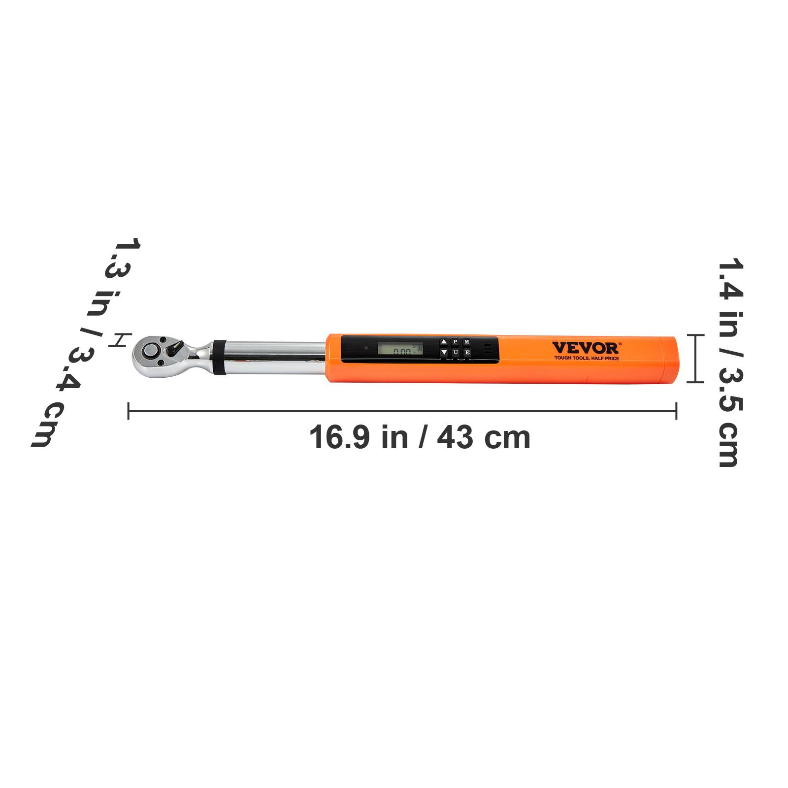 1.3 in / 3.4 cm  
1.4 in / 3.5 cm  
16.9 in / 43 cm