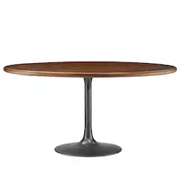 Lippa 60" Round Pedestal Solid Wood Dining Table by Modway - Black Walnut