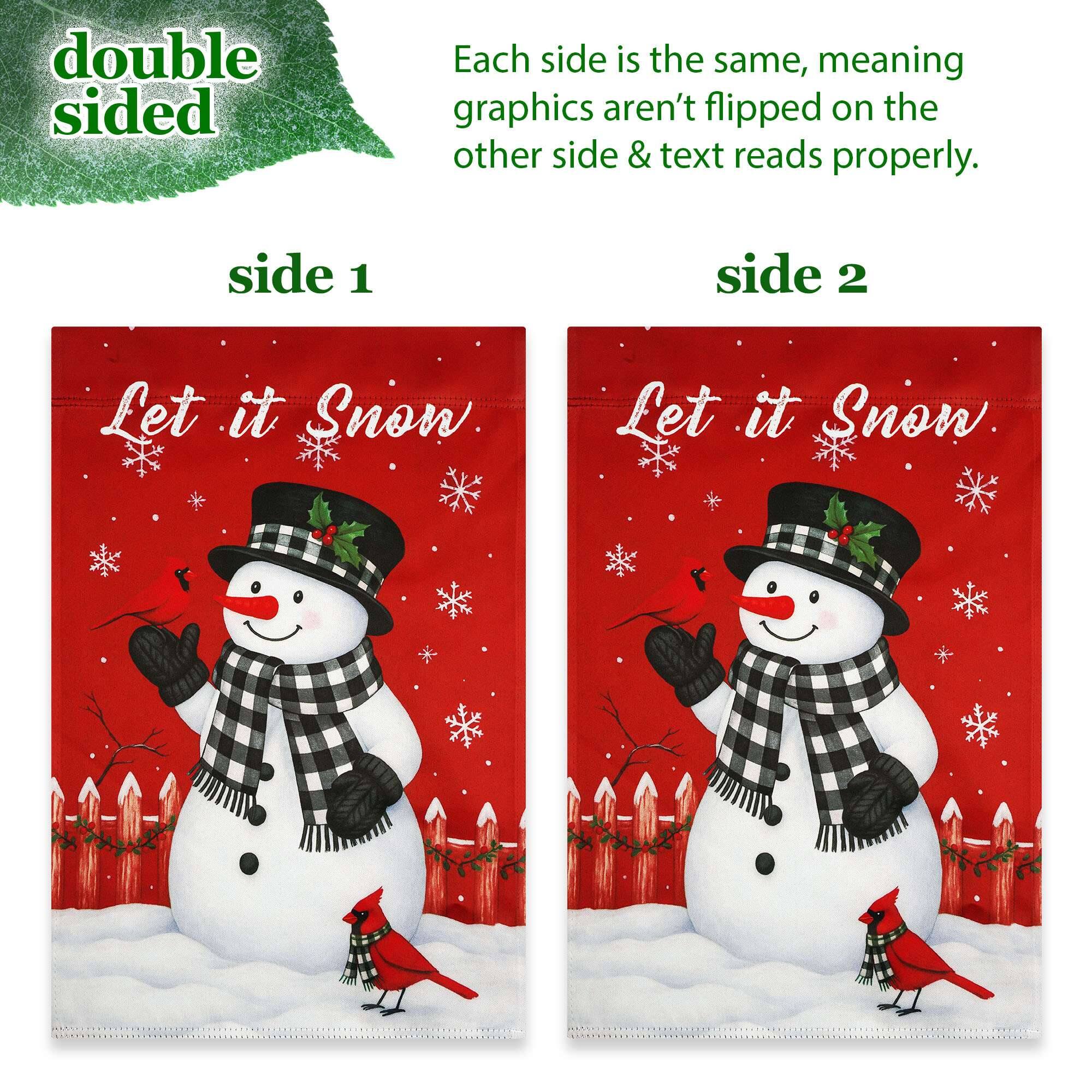 double sided

Each side is the same, meaning graphics aren't flipped on the other side & text reads properly.

side 1
side 2

Let it Snow
Let it Snow