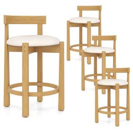 Costway - 24" Counter Height Bar Stools Set of 4 with Backrests and Footrests for Dining Room - Natural