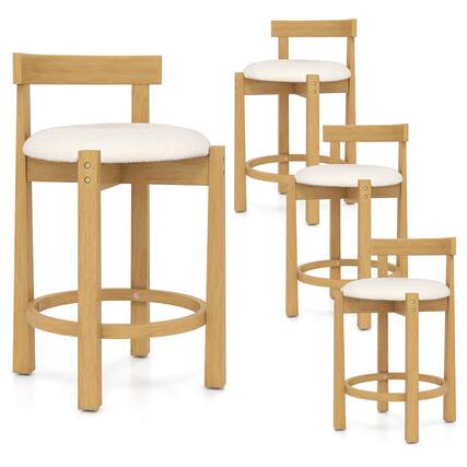 Front. Costway - Costway 24" Counter Height Bar Stools Set of 4 with Backrests and Footrests for Dining Room - Natural.