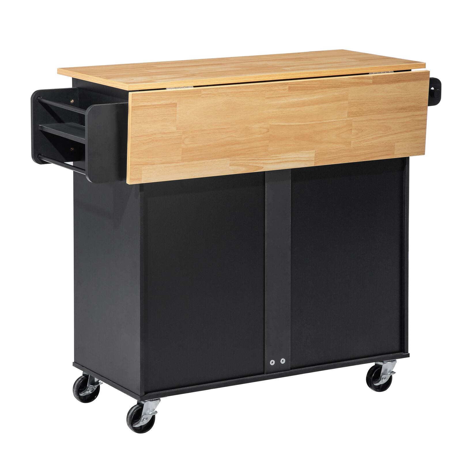 Alt View 5. VEVOR - Kitchen Island Cart with Storage, 42.28 in Wide Mobile Rolling Storage Island on Swivel Wheels, with Drawer - Black.