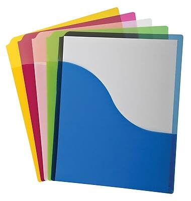 Pendaflex - 1 Pocket Plastic Portfolio Folder, Colors, 5/Pack - Assorted