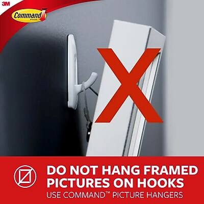 DO NOT HANG FRAMED PICTURES ON HOOKS  
USE COMMAND™ PICTURE HANGERS