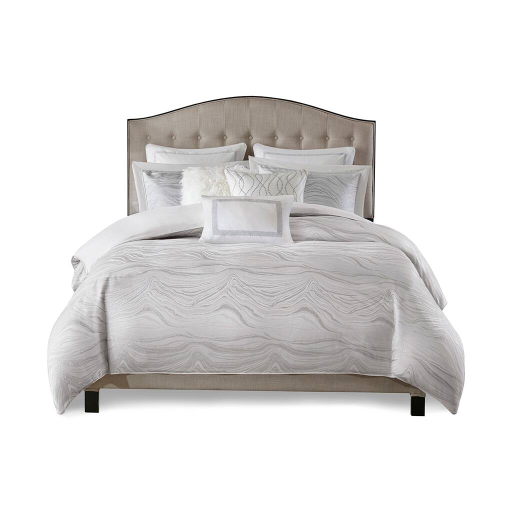 Front. Gracie Mills - Gracie Mills Blaize Modern Metallic Jacquard Comforter Set - White.