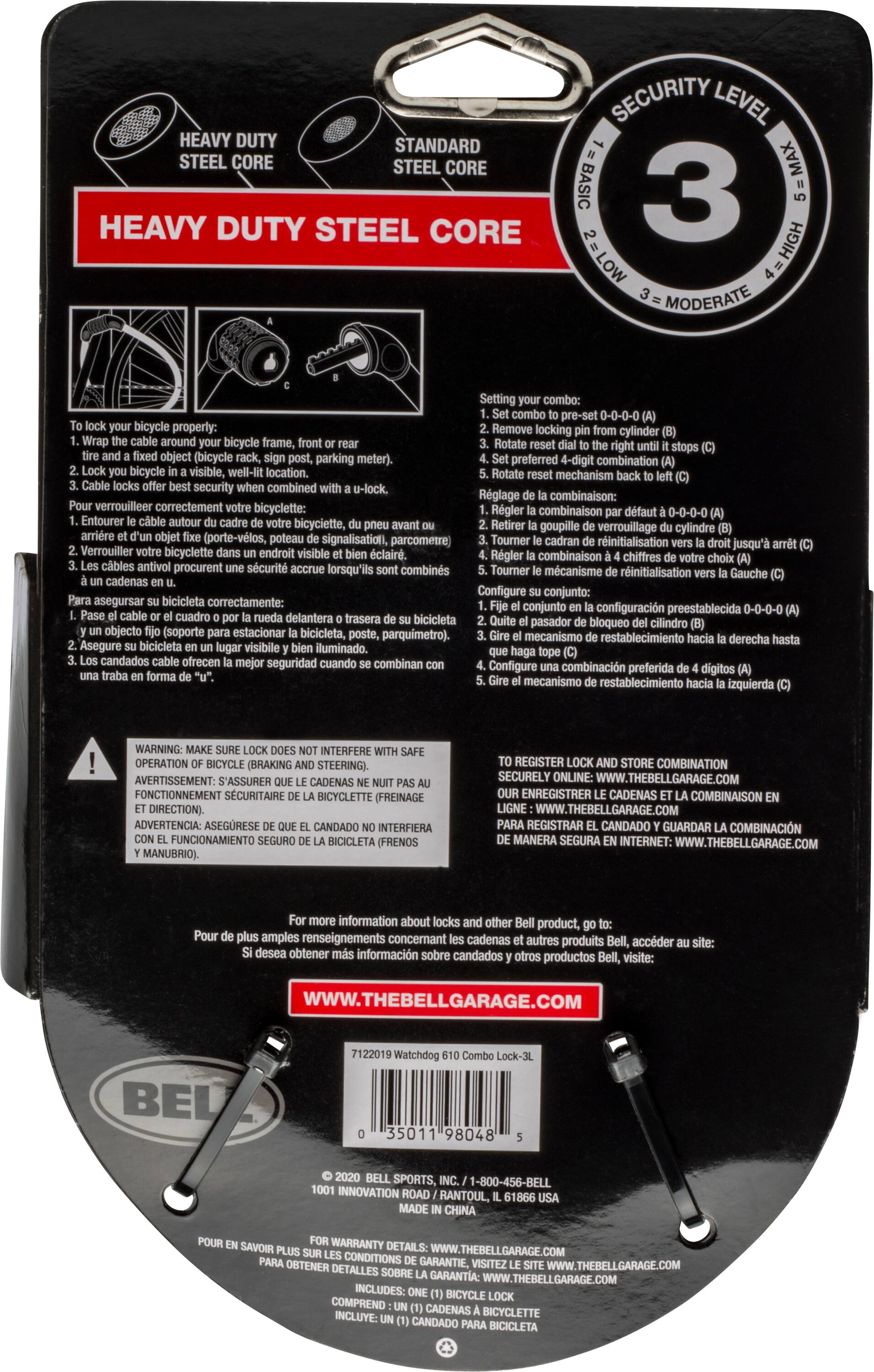 Left. Bell - 610 Watchdog Combo Cable Lock for Bike and Scooter - Black.