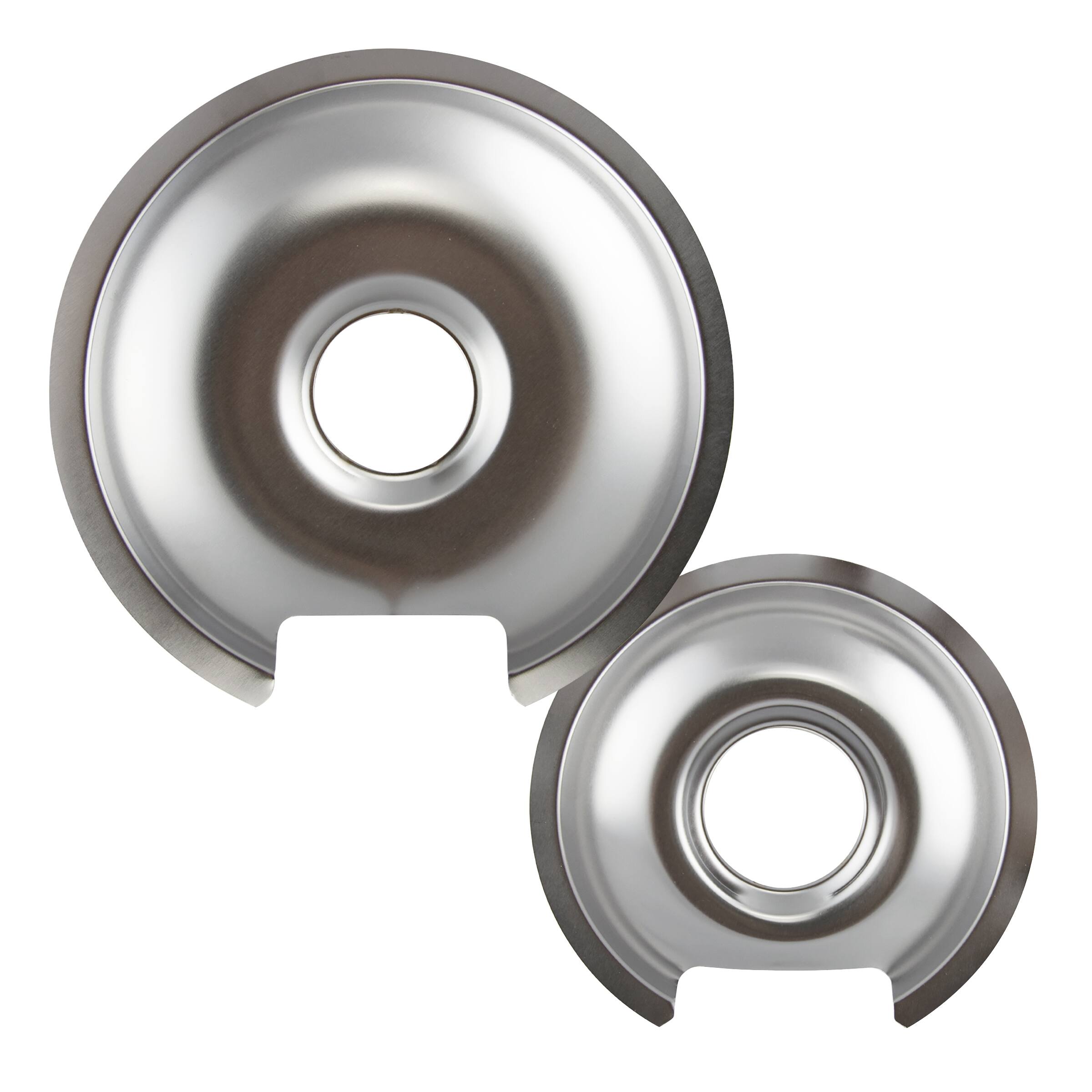 Alt View 1. Range Kleen - Range Kleen 10562X Style D 2pk Heavy Duty Chrome Drip Pans, Large and Small.